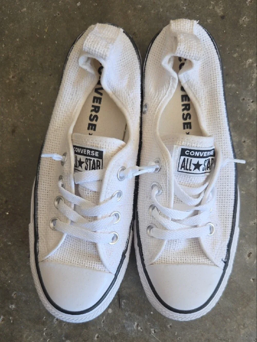 Converse Girls/Womens White Low Top Sneakers with Black Trim